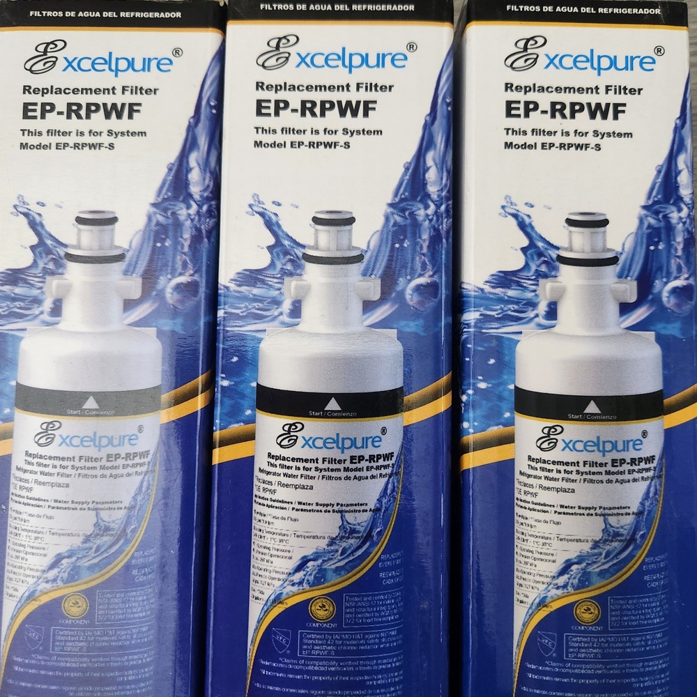 Excelpure EP-RPWF Refrigerator‎ Water Filter GE RPWF Replacement 3 Pack Sealed